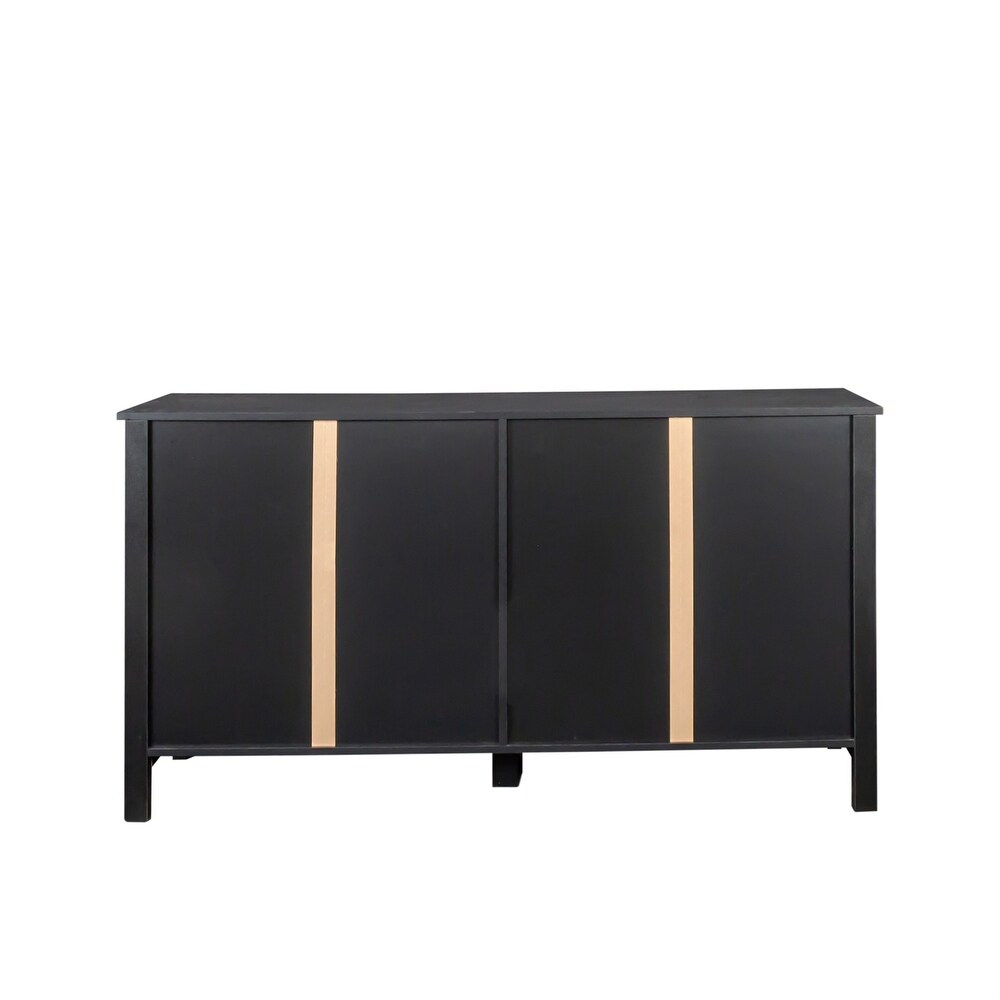 Freestanding Sideboard Storage Cabinet with 4 Doors and 4 Open Shelgves