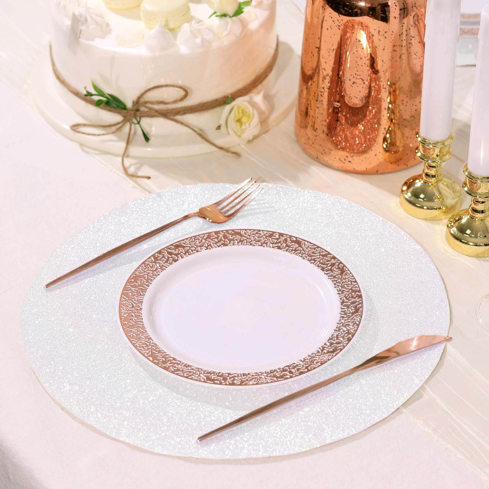 6 Pack Iridescent Sparkle Placemats, Non Slip Decorative Round Glitter Table Mat