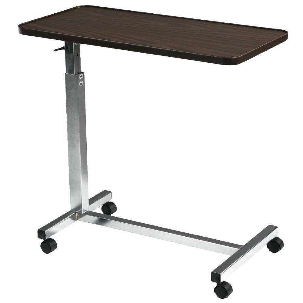 Drive Medical Non Tilt Top Chrome Overbed Table 13003