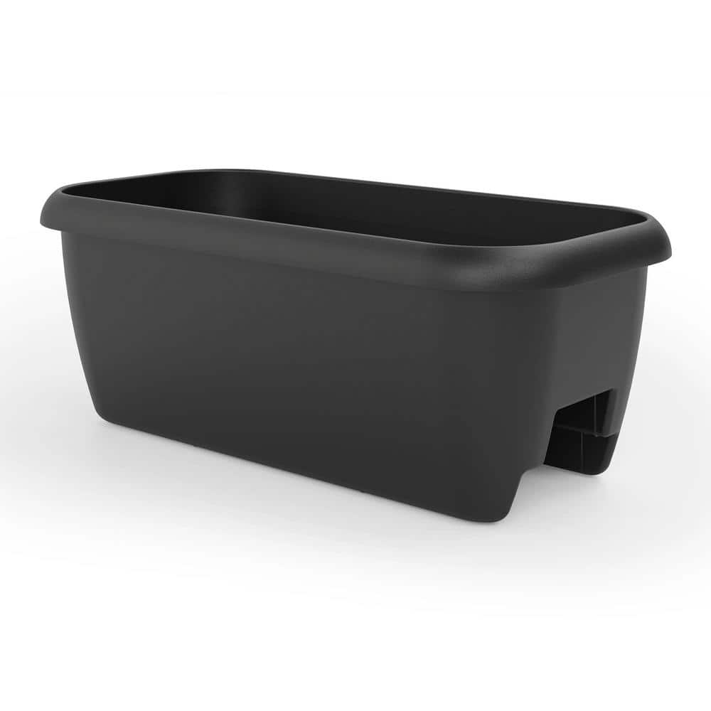 Suncast 24 in. Black Plastic Rail Planter (4-Pack) 2412KR