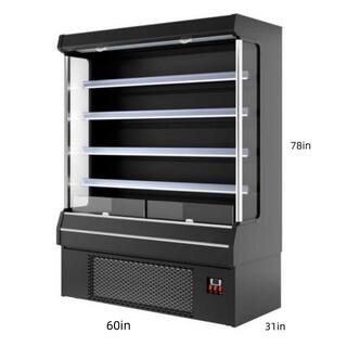 Cooler Depot 60 in. W 83 cu. Ft. commercial Air Curtain open case cooler Merchandiser refrigerator in Black DXXBLF1580