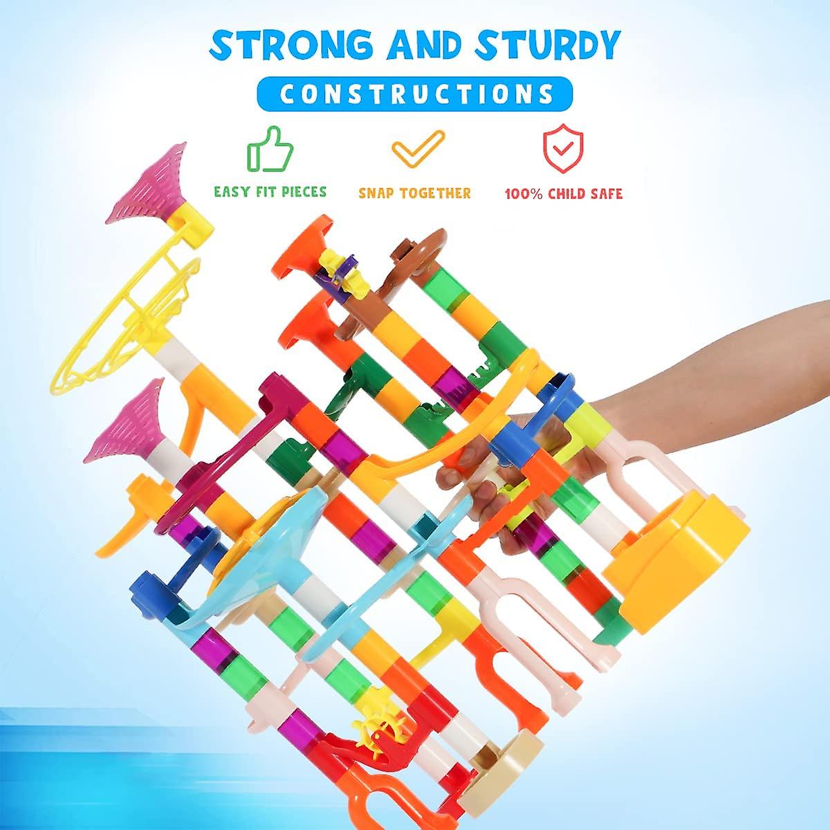 Marble Run， 166pcs Building Blocks Game Stem Educational Learning Toy， Upgraded Version Novel Part Shape， Colourful Puzzle Construction Toys For 3+ Ye