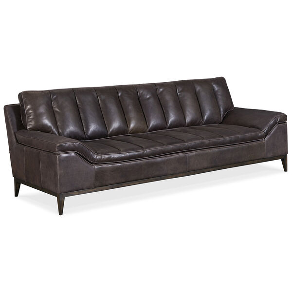 Kandor Black Leather Stationary Sofa