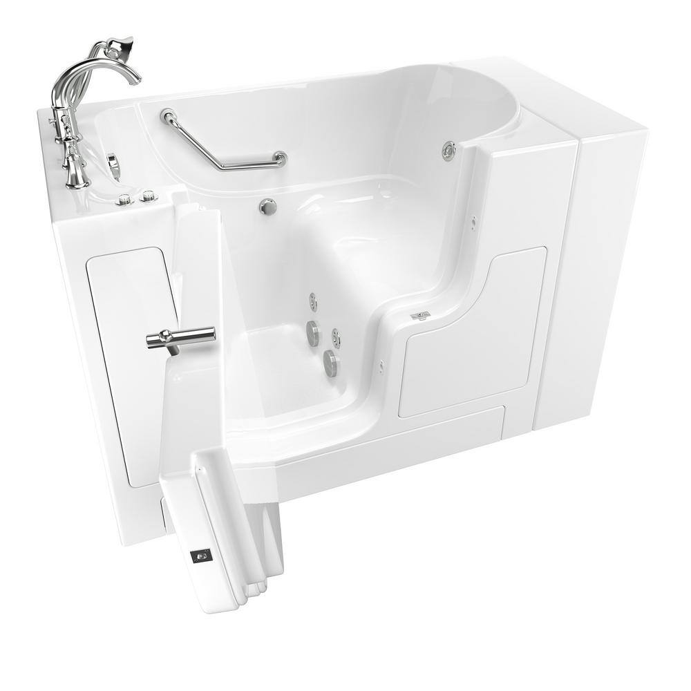 American Standard Gelcoat Value Series 52 in. Left Hand Walk-In Whirlpool Bathtub with Outward Opening Door in White 3052OD.709.WLW-PC