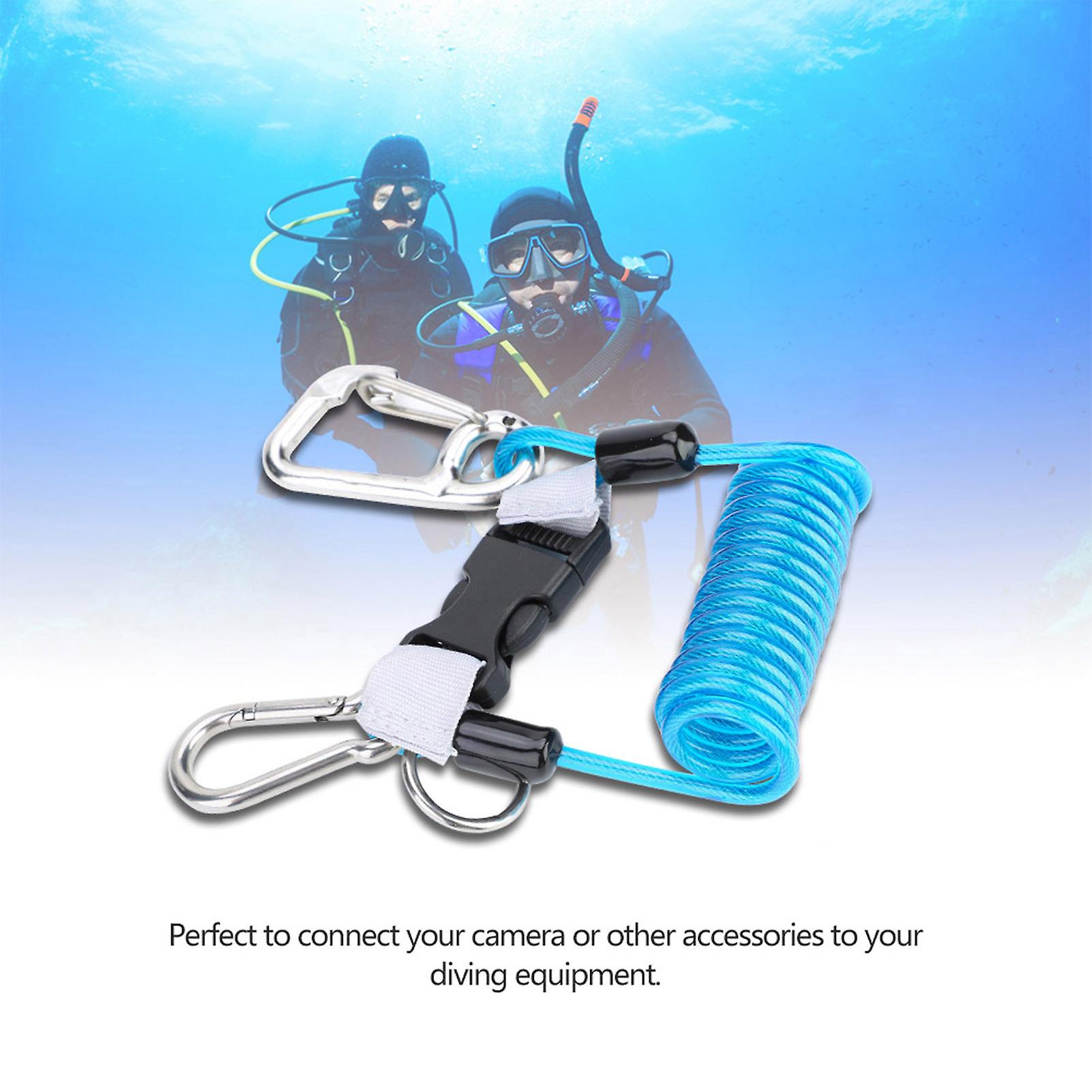 Keep Diving Anti Lost Spring Coil Lanyard Safety Emergency Tool With Quick Release (blue)