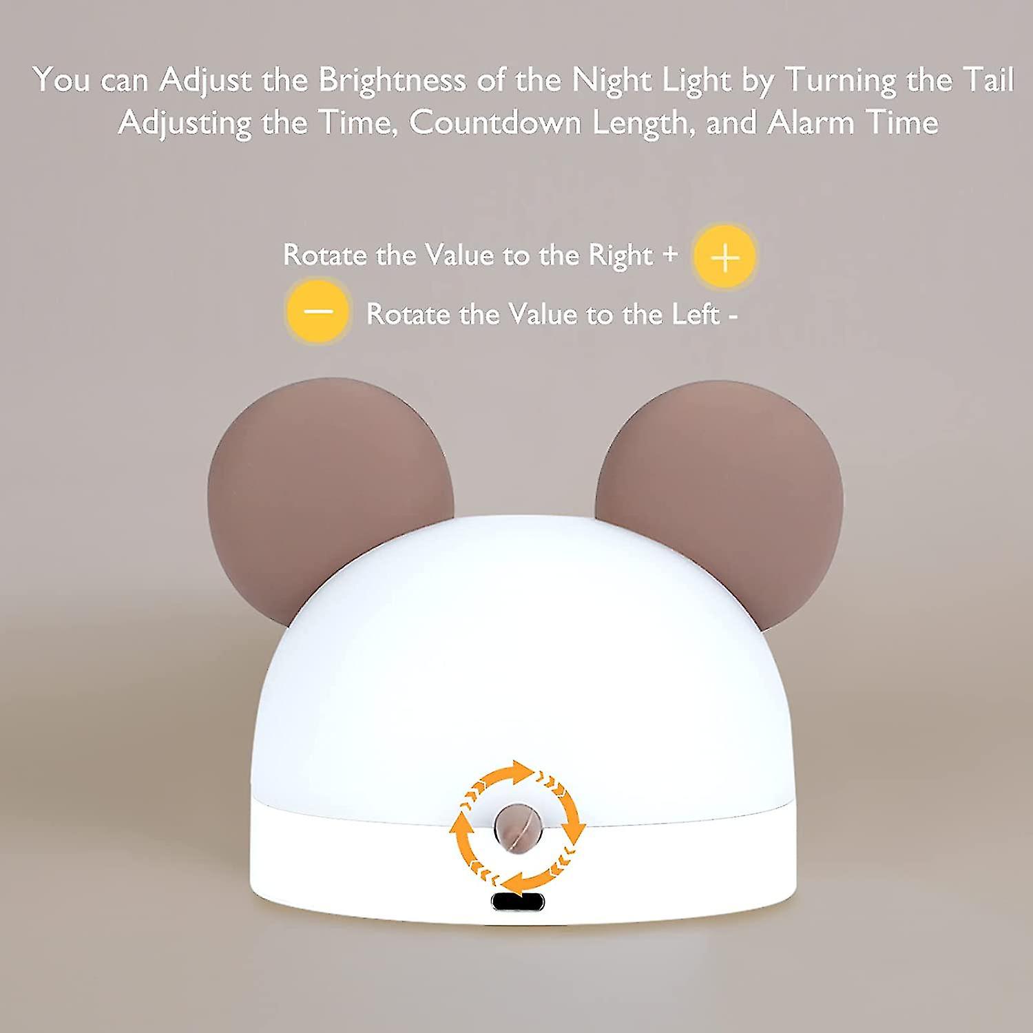 Kids Night Light 2-in-1 Portable Alarm Clock And Night Light Silicone Bedside Clock Adjustable Brightness Usb Rechargeable Night Light Baby Gifts For