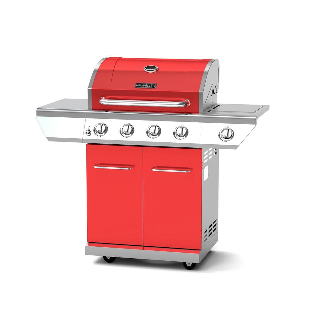 Nexgrill 4-Burner Propane Gas Grill in Red with Side Burner 720-0830HR