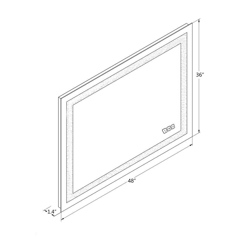 KINWELL 48 in. W x 36 in. H Frameless Rectangular LED Light Bathroom Vanity Mirror MCG0520