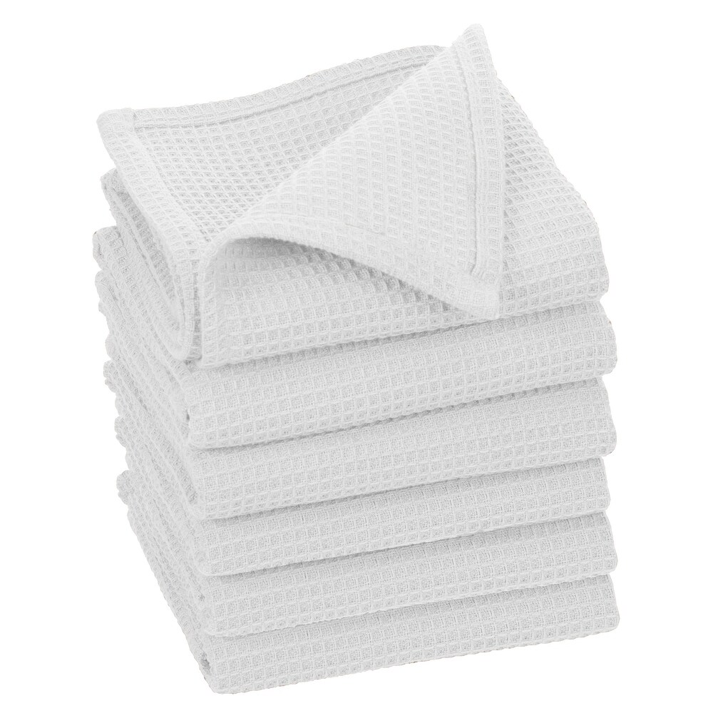 Fabstyles Broadway Waffle Cotton Dish Cloth Set of 6   12x12