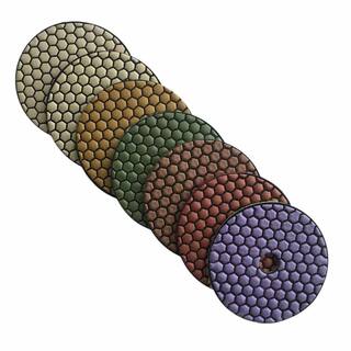 EDiamondTools 6 in. Dry Diamond Polishing Pad Set for Stone and Concrete #50 #100 #200 #400 #800 #1500 #3000 Grit RDP6512481530