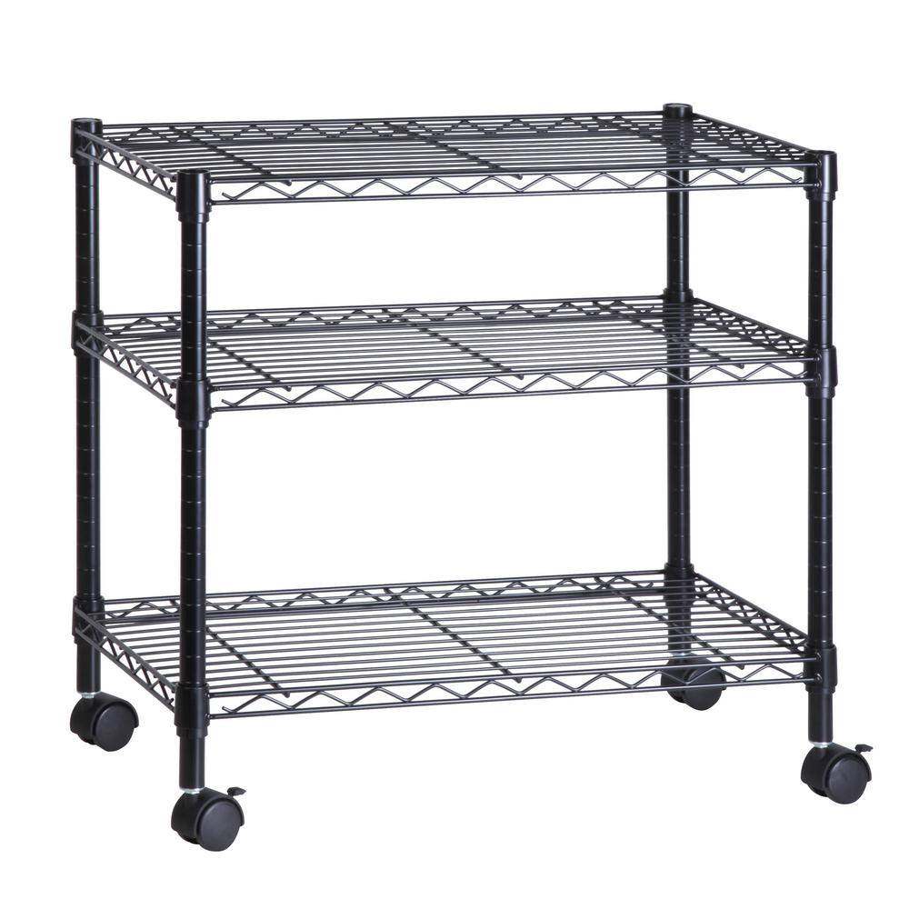 Honey-Can-Do 3-Tier Steel 4-Wheeled Media Cart in Black CRT-09693