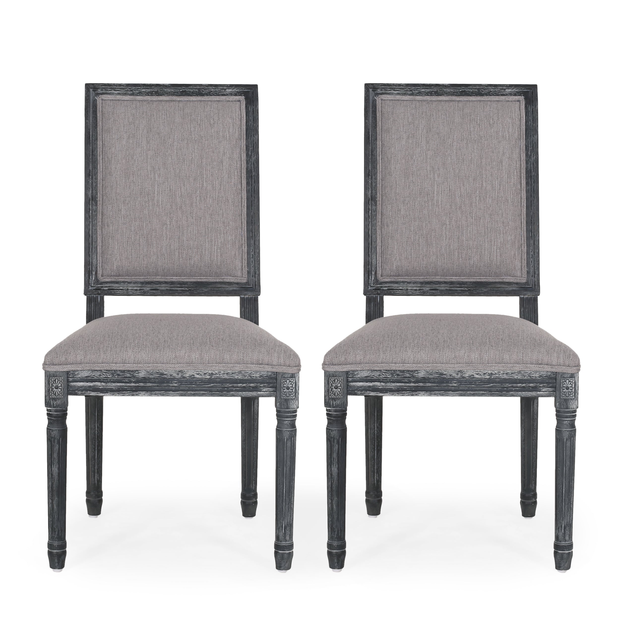 Amy French Country Wood Upholstered Dining Chair, Set of 2