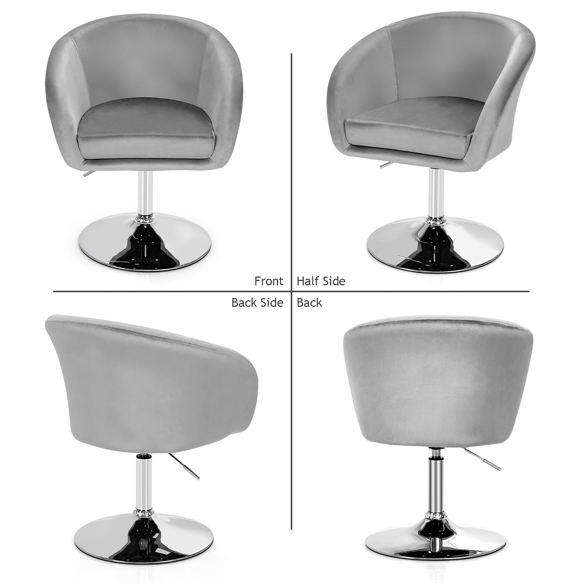 Height Adjustable Vanity Chair Modern Velvet Swivel Leisure Chair