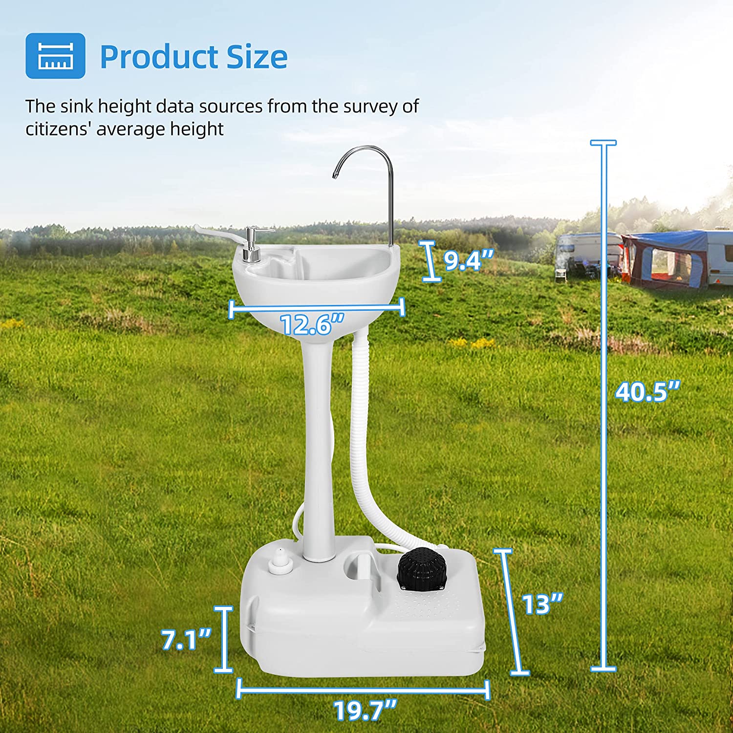 DWVO Portable Sink Camping Hand Washing Station with 17 L Wash Basin Stand for Outdoor Camping