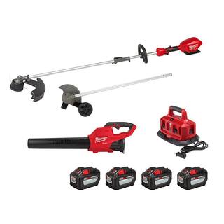 MW M18 FUEL 18V Lithium-Ion Brushless Cordless String Trimmer with Blower Edger (4) 12.0Ah Batteries and Charger (3-Tool) 2825-20ST-2724-20-