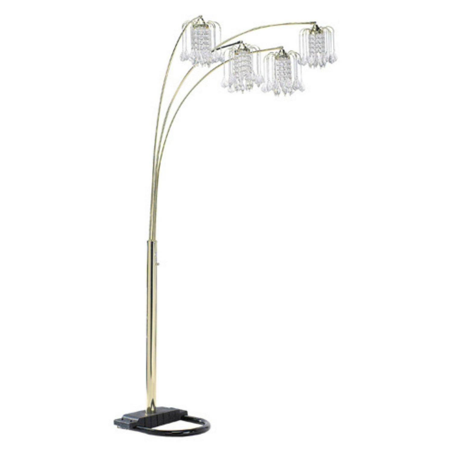 Ore International 6966G Polished Brass Floor Lamp with Crystal-Like Shade