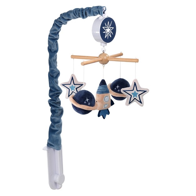 Lambs amp Ivy Sky Rocket Planets stars Musical Baby Crib Mobile Soother Toy Blue