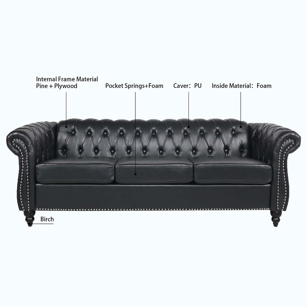 Comfortable Sofa For Living Room with tight pleated rolled arms