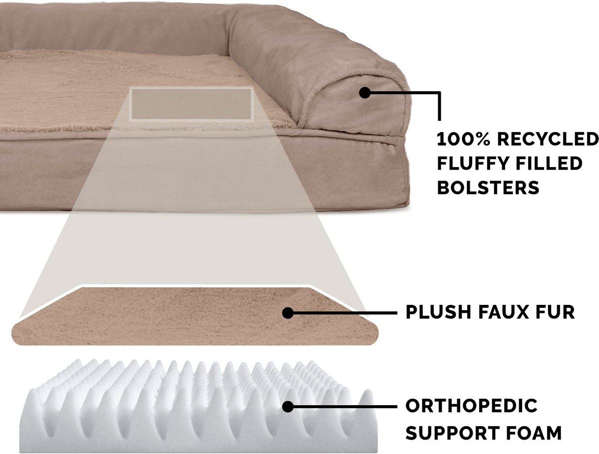 FurHaven Plush and Suede Orthopedic Sofa Cat and Dog Bed