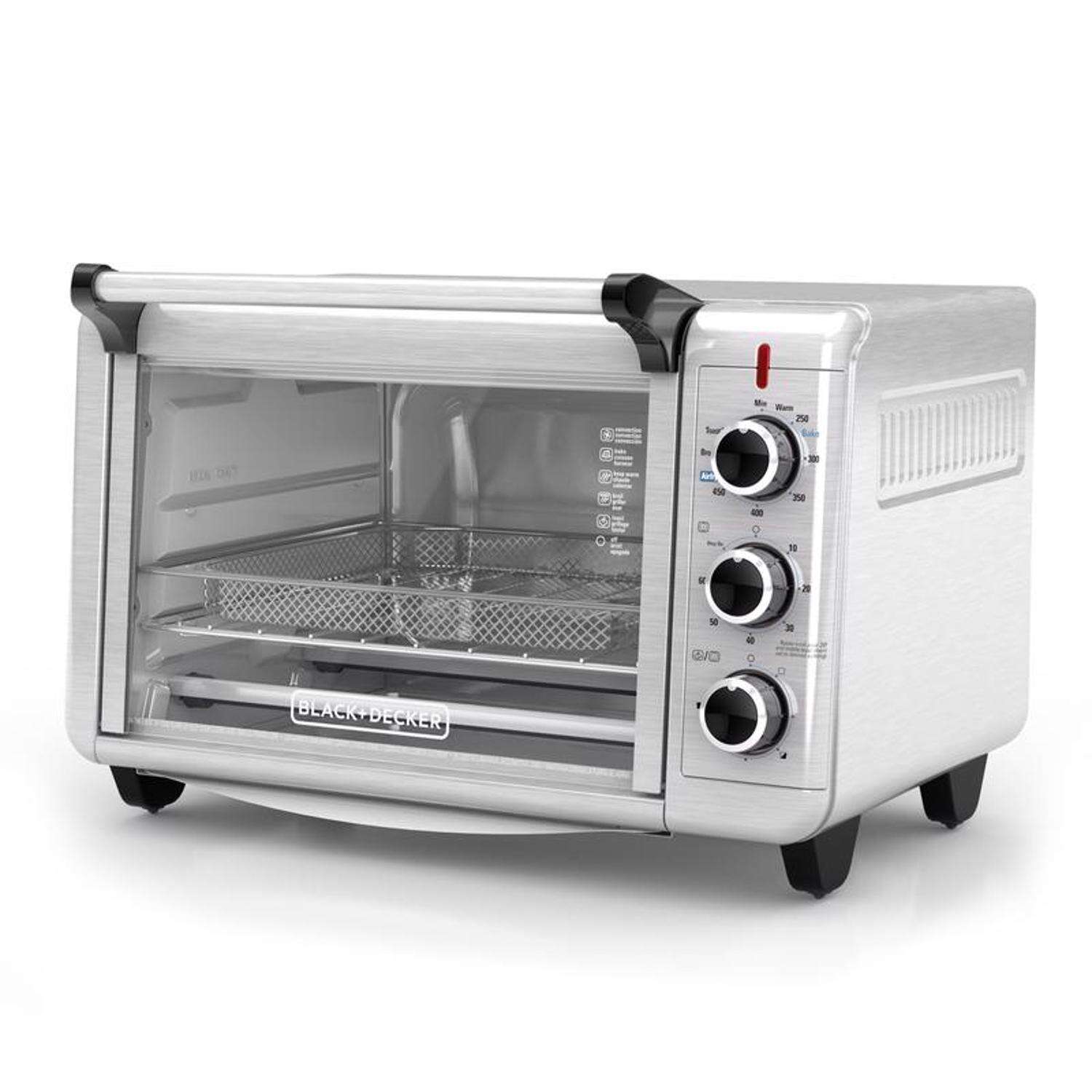 Black+Decker Crisp N Bake Stainless Steel Black/Silver 6 slot Toaster Oven w/Air Fry 11.2 in. H X 1