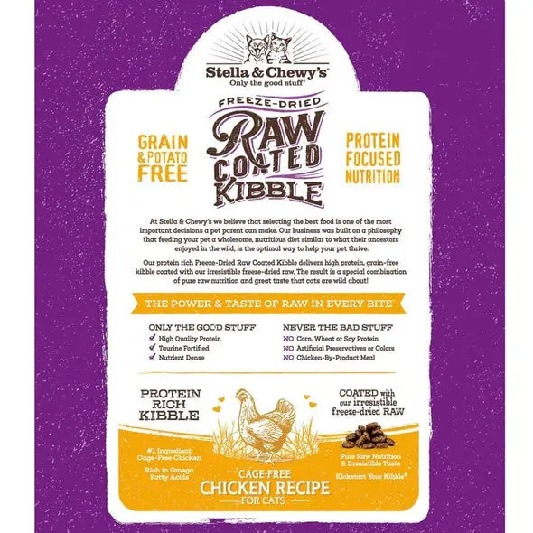 Stella and Chewy Raw Coated Kibble Cage Free Chicken Recipe Dry Cat Fo;