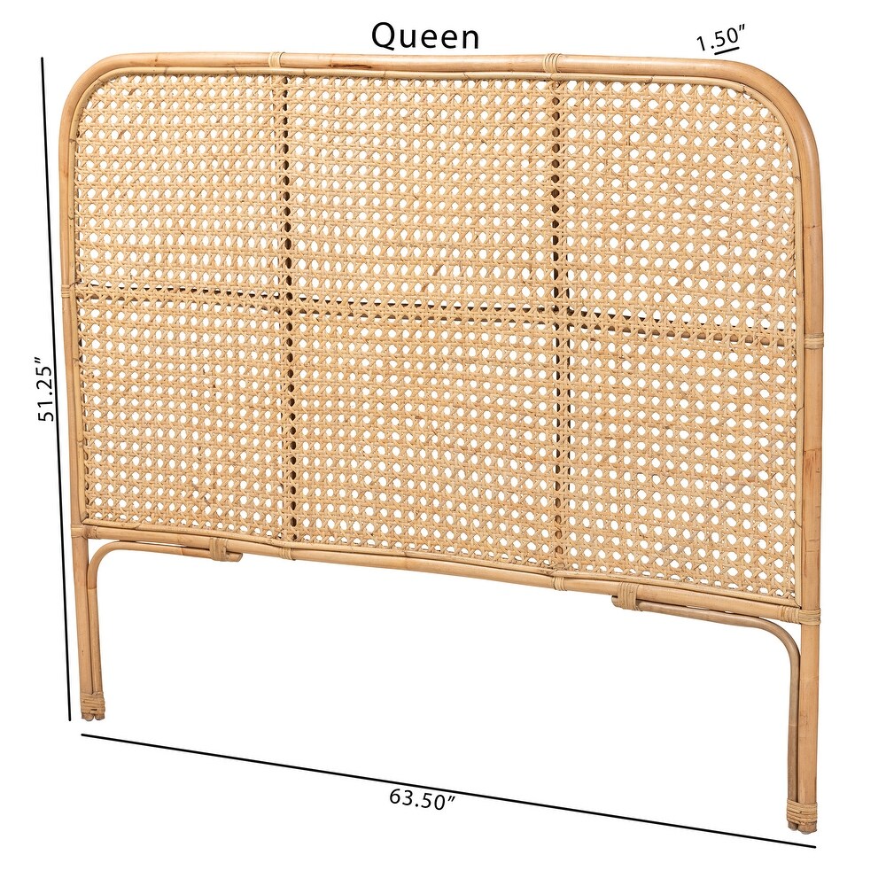 Linette Modern Bohemian Natural Rattan Queen Size Standalone Headboard