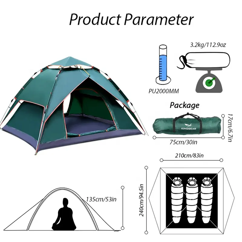 Wholesale Portable Hot Sale Ultralight 2 person hiking double layer winter outdoor camping tent