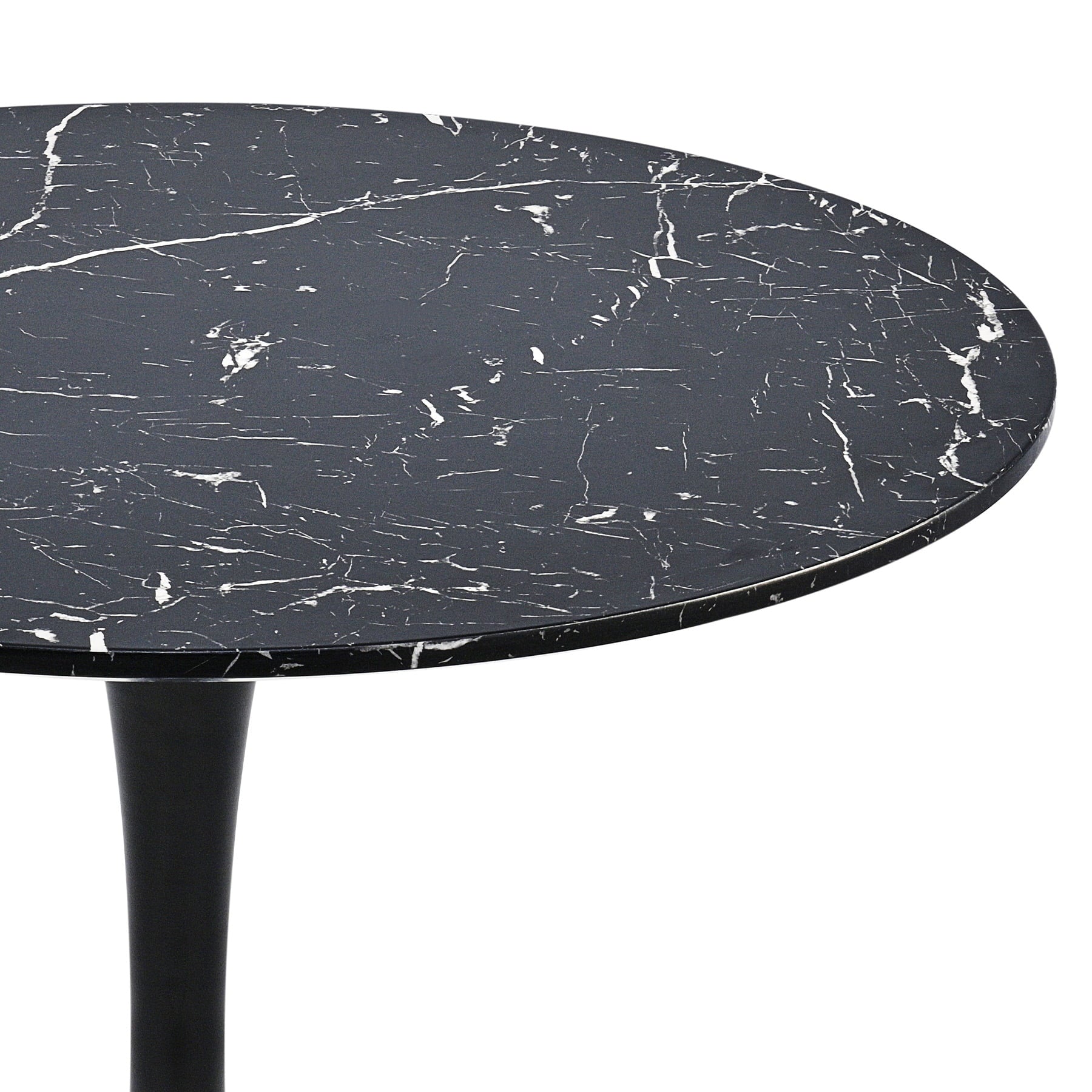 32 Inch Round Kitchen & Dining Room Table w Marble Desktop Tulip Pedestal Black