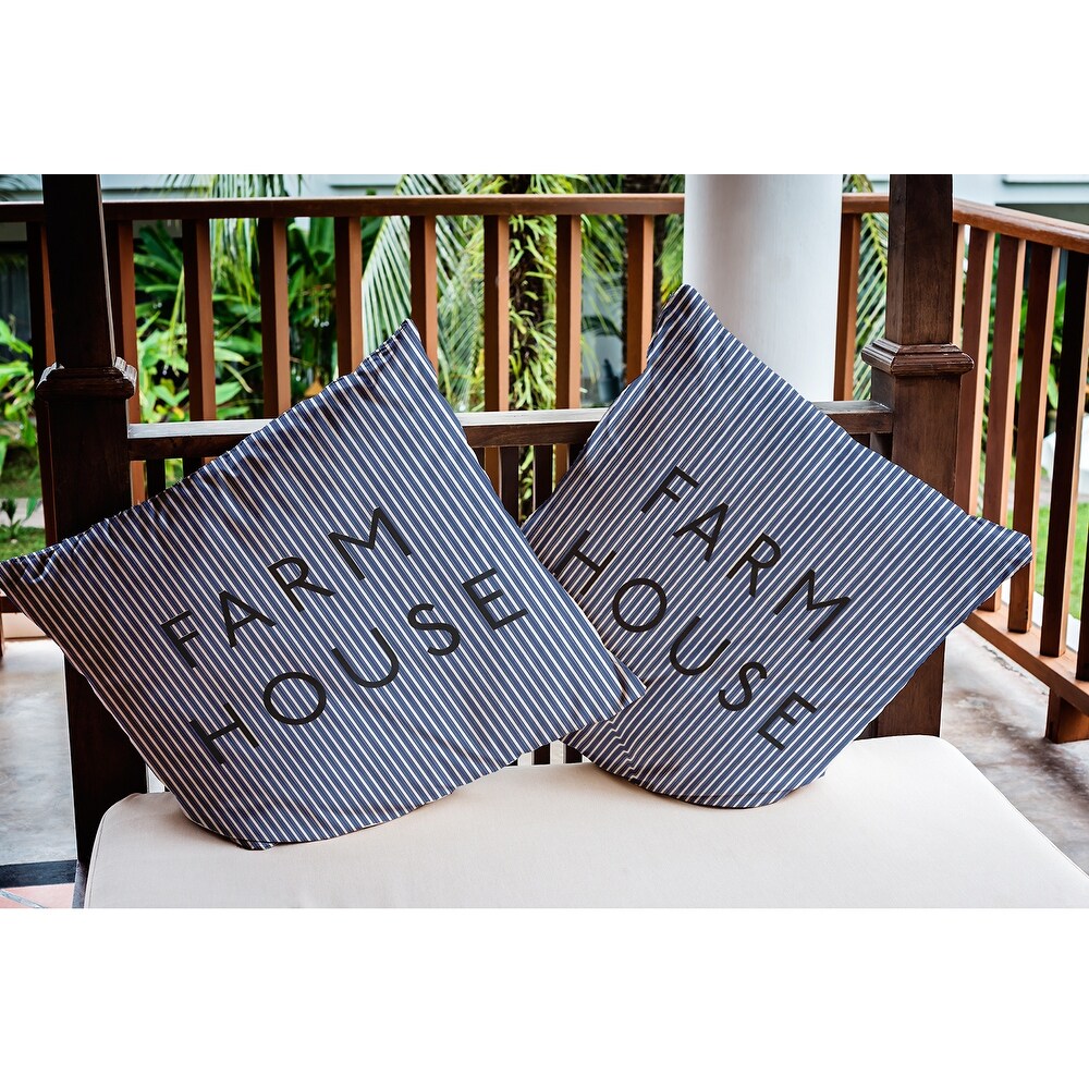 Farmhouse Ticking Polyester Indoor/Outdoor Pillow