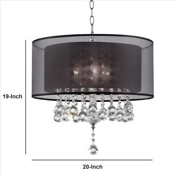 Benjara BM240876 Dual Fabric Shade Ceiling Lamp wi...