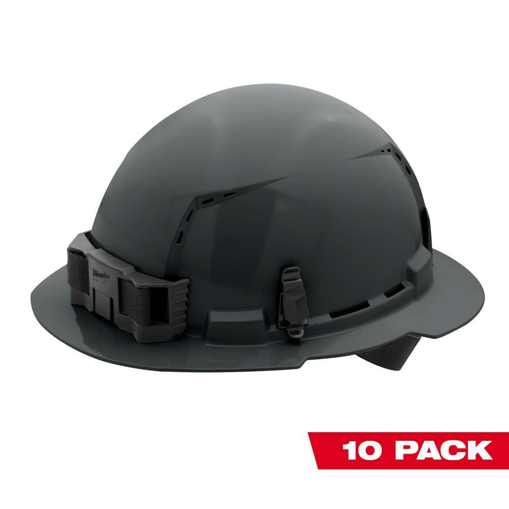 MW BOLT Gray Type 1 Class C Full Brim Vented Hard Hat with 4-Point Ratcheting Suspension (10-Pack) 48-73-1215X10