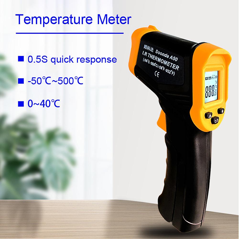 -50~500 Handheld Infrared Temperature Meter Lcd Display With Backlight Non-contact Temperature Meter / Units Switching Home Household Cooking Oven Tem