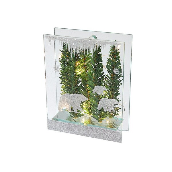 Winter Forest Bear Led Glass Stand (Tall)