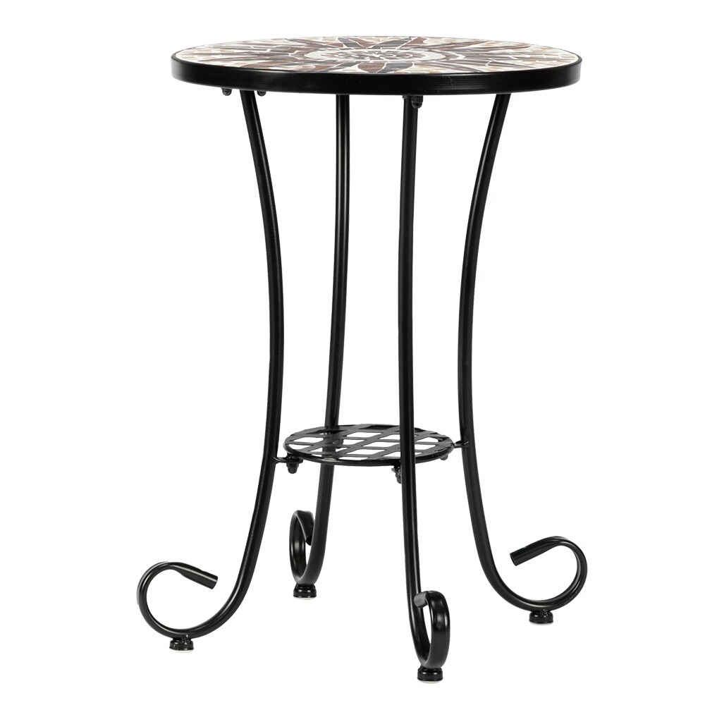 Autumn Leaf Shaped Inlaid Adjustable Ottoman Mosaic Bistro Table