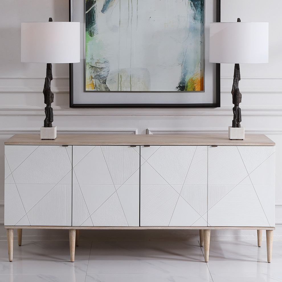 Uttermost Tightrope 4 Door Modern Sideboard Cabinet   Modern   Accent Chests And Cabinets   by Zin Home  Houzz