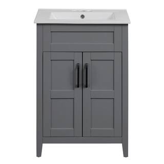 Twin Star Home 24 in. W x 18 in. D x 34 in. H Single Bathroom Vanity Top in Huron Gray with Sink Included 24BV34018-F988