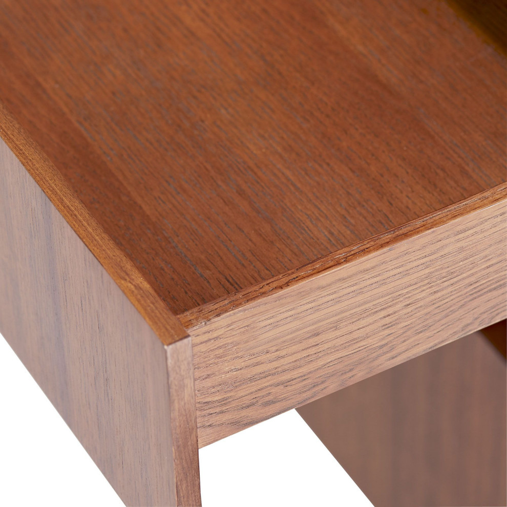 Geron End Table  Satin Walnut  Square  28 quotW (5649 3MNN8)   Transitional   Side Tables And End Tables   by Lighting Reimagined  Houzz