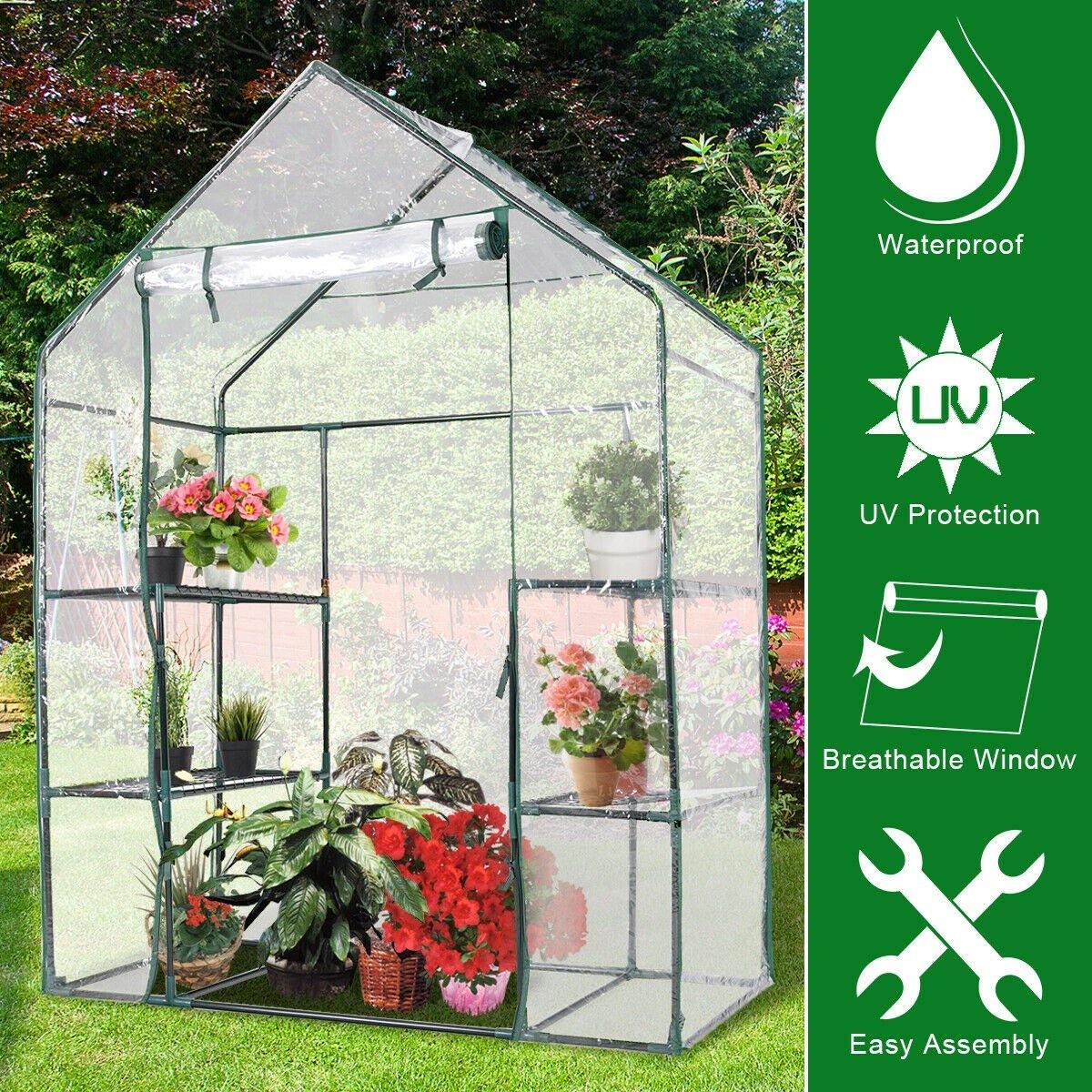 Outdoor Portable 4 Shelves Walk-in Greenhouse