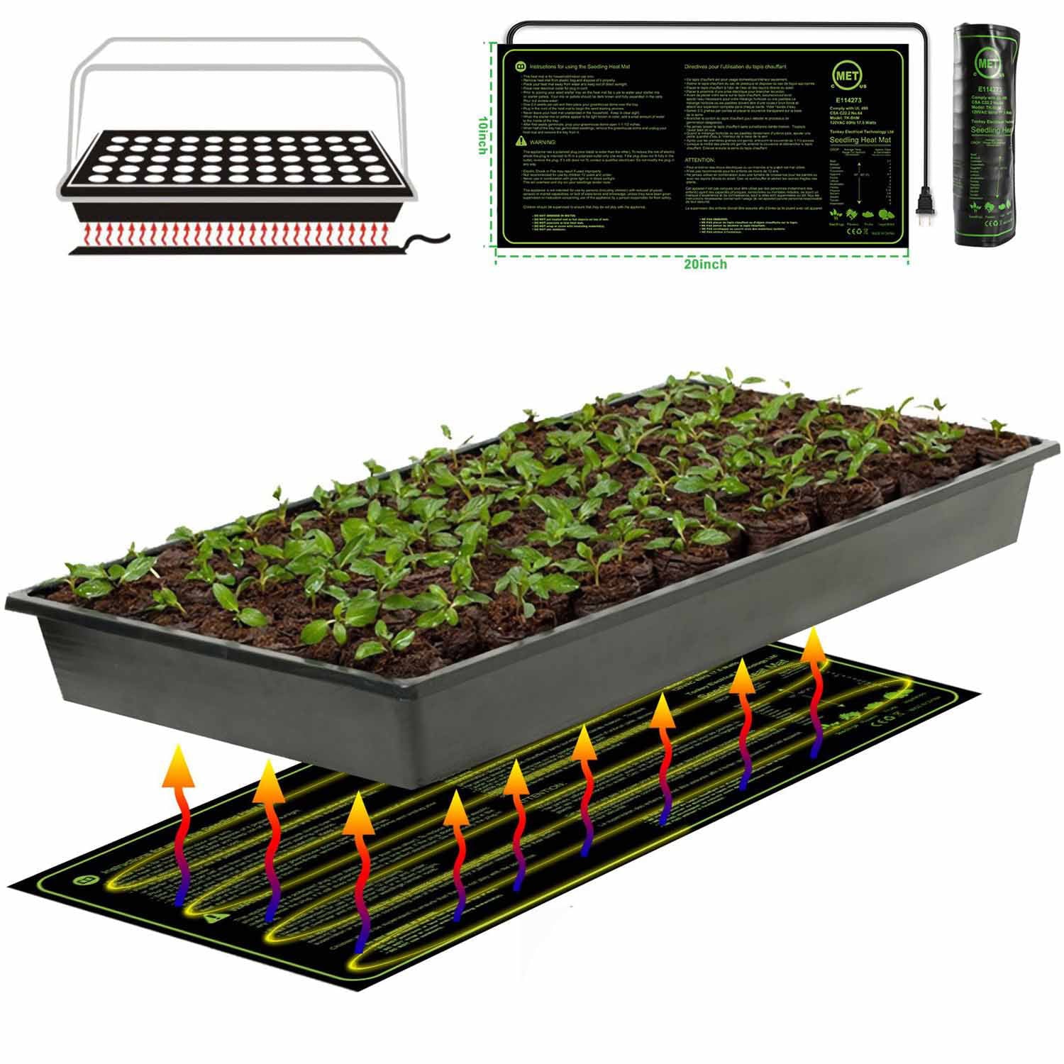 iMounTEK Seedling Heat Mat， Hydroponic Heating Pad for Seed， IP67 Waterproof， 10