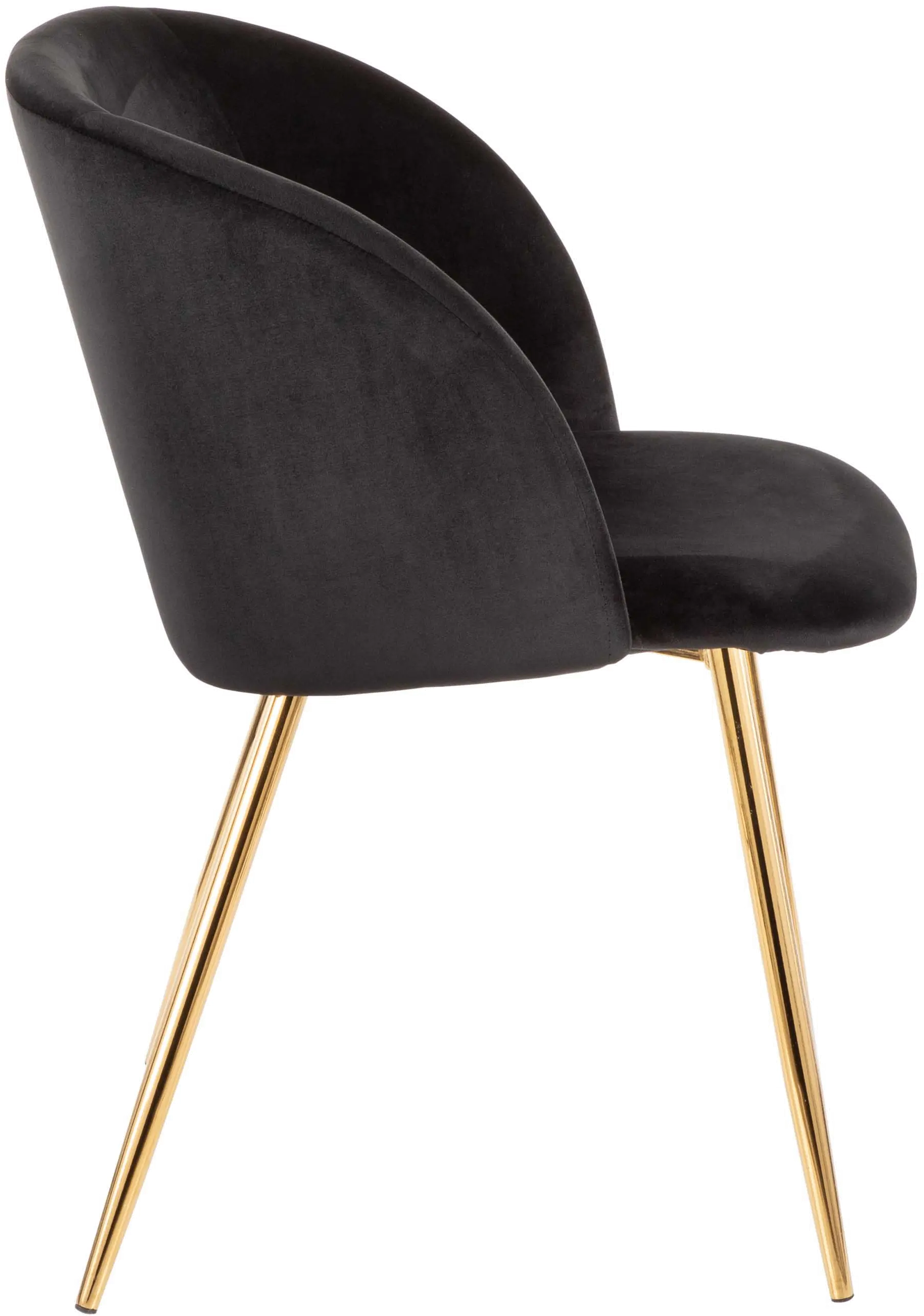 Fran Gold and Black Velvet Glam Dining Chairs， Set of 2