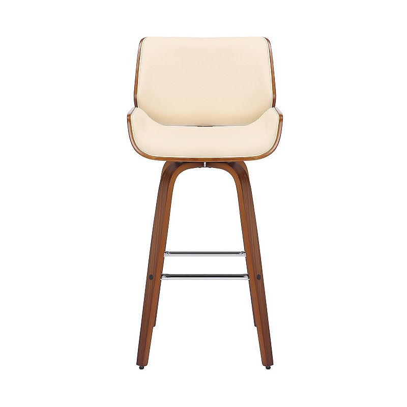 30 Inch Bar Stool with Curved Padded Back and Seat， Brown