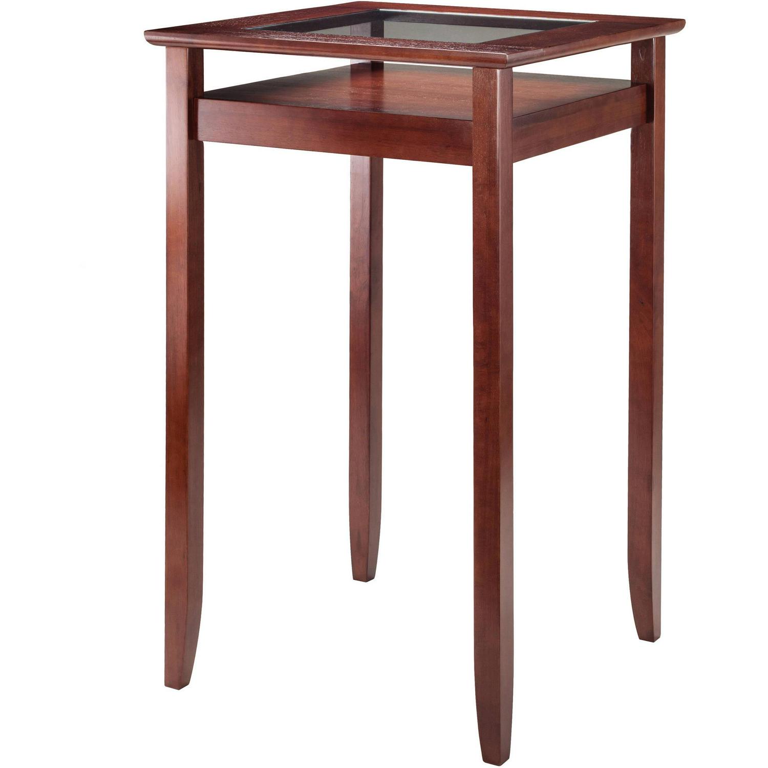 Winsome Wood Halo High Pub Table with Glass Display Shelf Walnut  Crowdfused