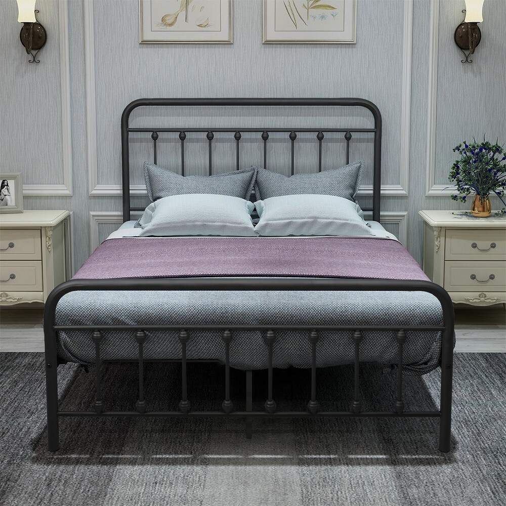 Vintage Victorian Style Metal Platform Bed Frame