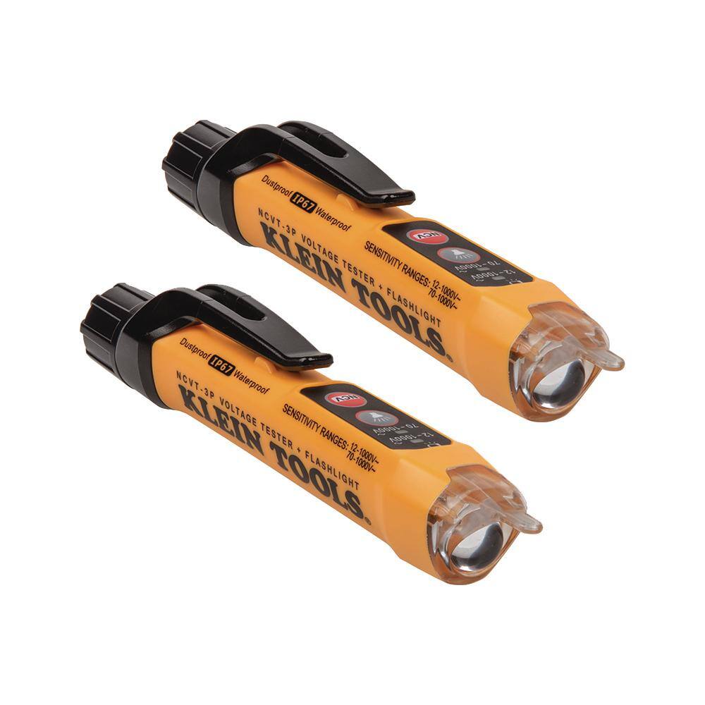 Klein Tools 12-Volt to 1000-Volt AC Dual Range Non-Contact Voltage Tester with Flashlight (2-Pack) M2O41527KIT