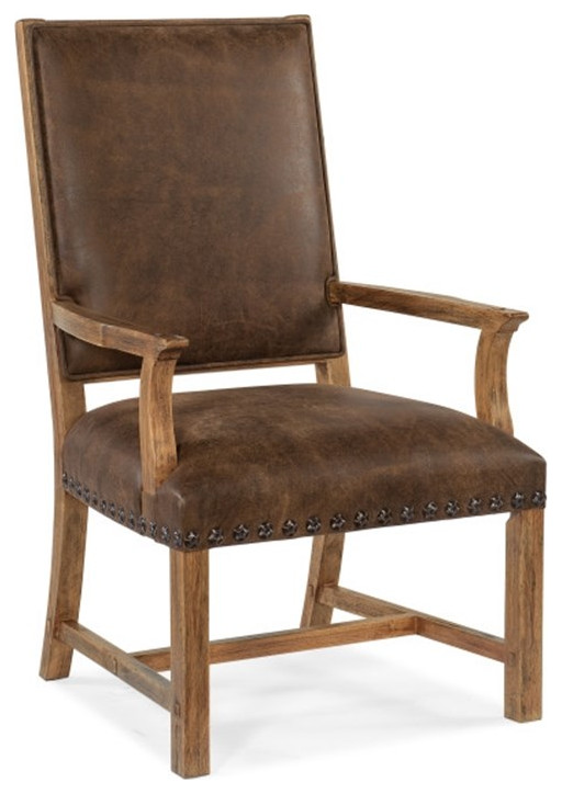 Hooker Furniture Big Sky Wood Leather and Resin Host Chair in Brown (Set of 2)   Transitional   Armchairs And Accent Chairs   by Homesquare  Houzz