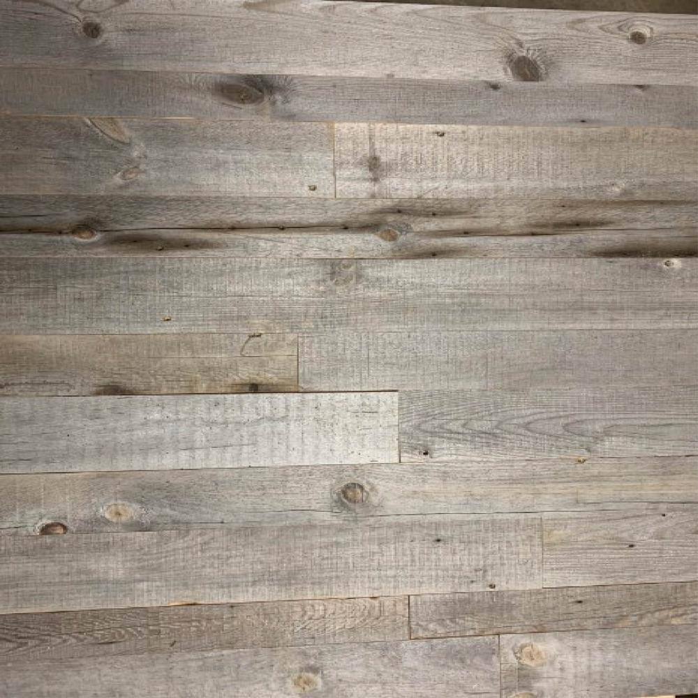 Four Seasons 38 in varying widths of 345 in x varying lengths Natural Grey Weathered Barn Wood Straight Edge Plank (20 sqftpack) RNG-100