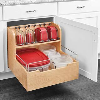 Rev-A-Shelf 18.88 in. H x 20.5 in. W x 21.25 in. D Wood Food Storage Container Organizer for Base 21 Cabinets 4FSCO-24SC-1