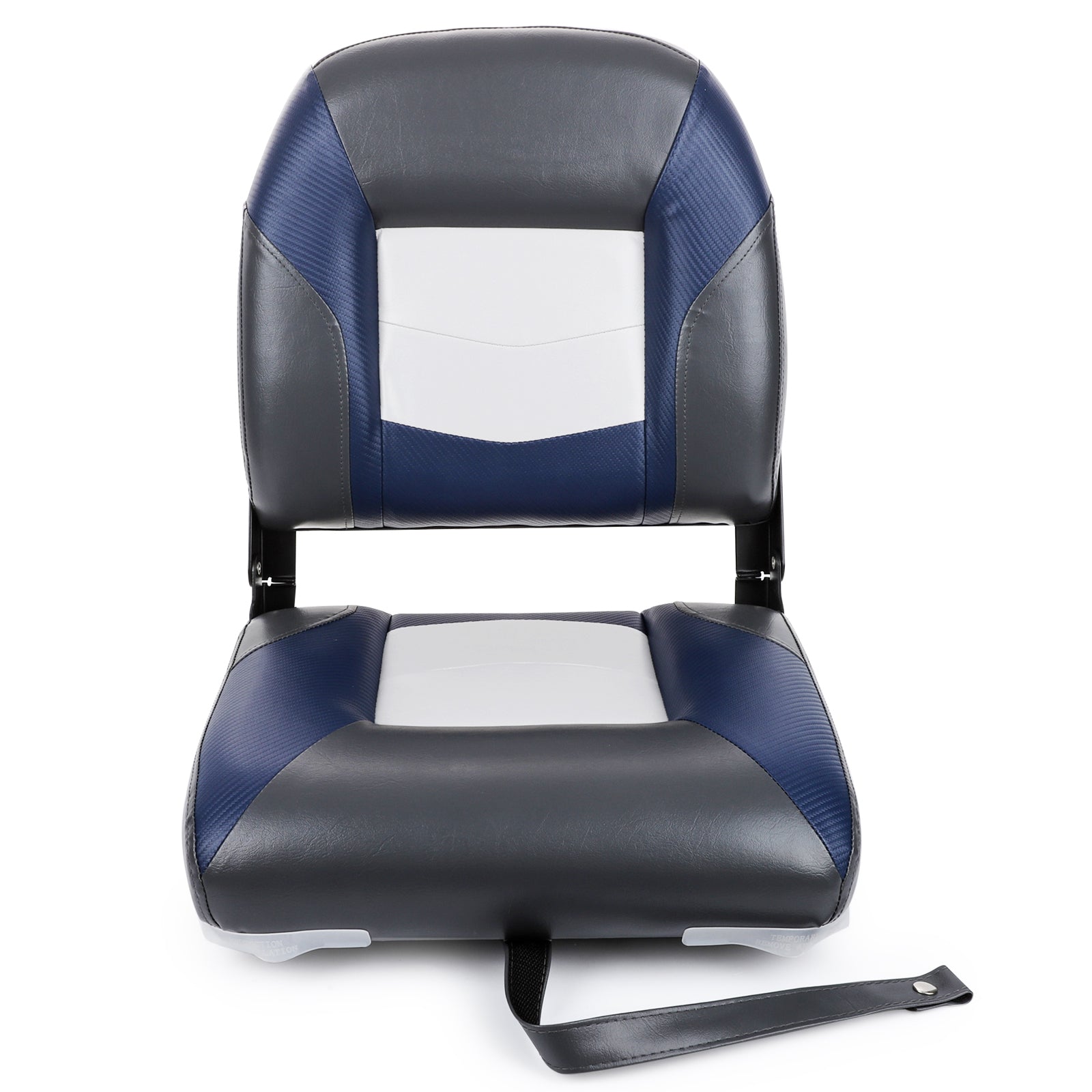 NORTHCAPTAIN Deluxe White/Charcoal/Navy Blue Low Back Folding Boat Seat， 2 Seats