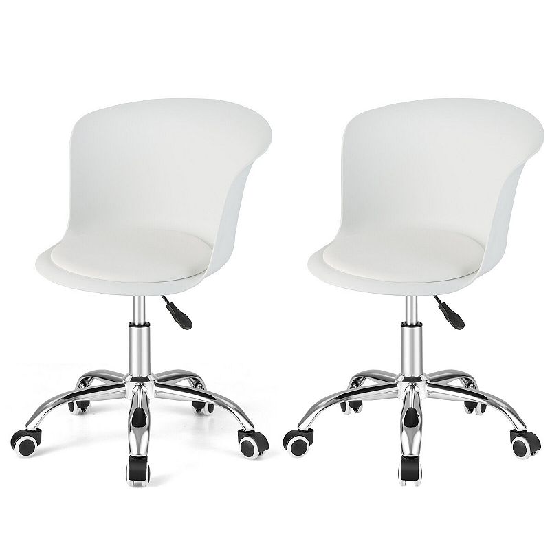 Set of 2 Office Desk Chair with Ergonomic Backrest and Soft Padded PU Leather Seat