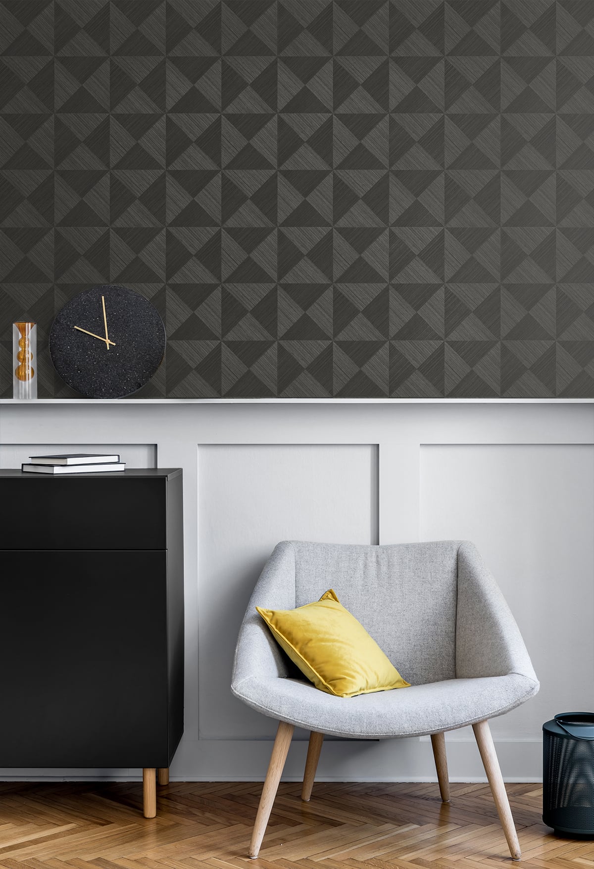 Geo Inlay Peel & Stick Wallpaper in Charcoal